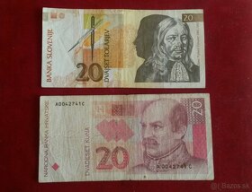 Bankovky-ČESKO,SLOVINSKO,CHORVATSKO,UKRAJINA