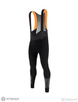 Santini Adapt Wool nohavice s trakmi, čierna, L