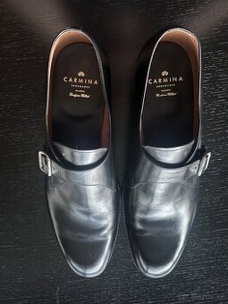 Carmina Monk Strap Čierne kožené topánky uk 12.5, US 13.5,