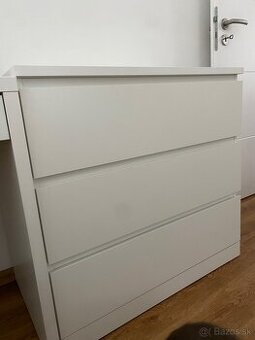 Biela komoda IKEA MALM – 3 zásuvky