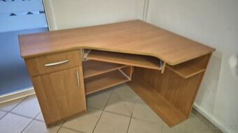 Rohový počítačový stôl - bukový dekor