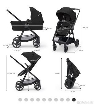 KINDERKRAFT Black kombinovaný 3in1 kočík