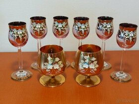 Borské sklo - poháriky a napoleonky + darček