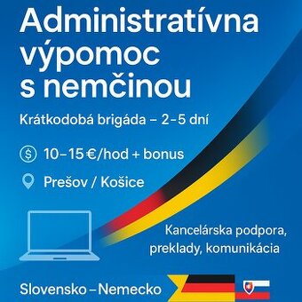 Administratívna výpomoc s nemčinou – krátkodobá brigáda