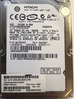 2,5” hdd 500gb 5400rpm