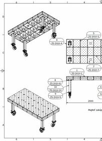 Zvárací stôl, vela rozmerov, hr. 12mm - diery 16mm