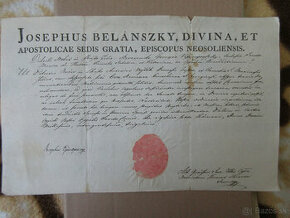 Listina B, Bystrica r. 1838, biskup Jozef Belánsky, podpis - 1