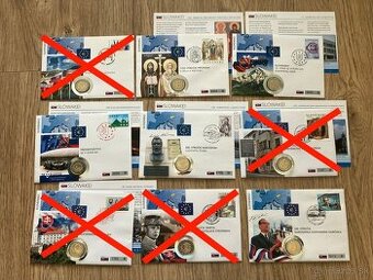 Numizmatické mincové obálky Slovensko - 2 Euro mince