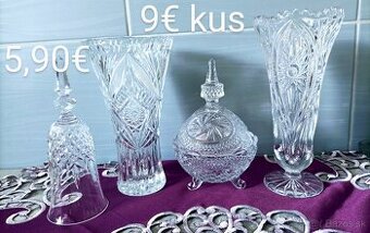 Krištáľové sklo - vázy, dóza