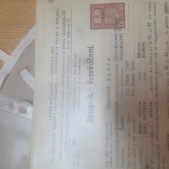 Staré vysvedčenia Čechy a Morava aj rodný list