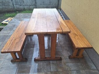 stol a lavice z masívu,,.zahradne sedenie