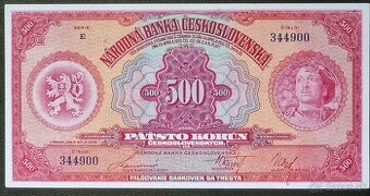 500 Kč 1929 séria E , neperforovaná aUNC