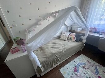 Domčekova posteľ Benlemi 90x200 + pristelka 90x190