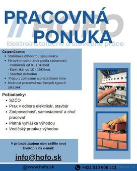 Ponuka práce elektrikár
