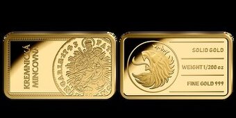 Zlatá tehlička Márie Terézie s hmotnosťou 1/200 oz