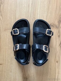 Cierne kozene sandale, velkost 38