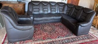 Rohová kožená sedací souprava s křeslem,6344