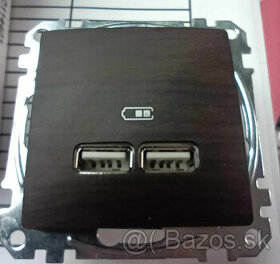 Dvojitá USB zasuvka farba wenge(tmavé drevo-schneider)
