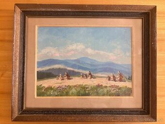 Obraz Miroslav Procházka, Šumava po žních 1948, olej na desc