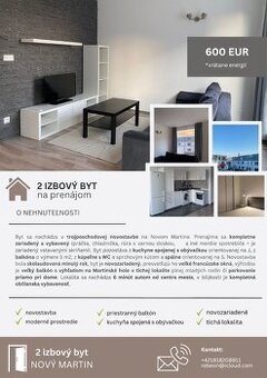 Prenájom 2 izbového (zariadeného) bytu v novostavbe