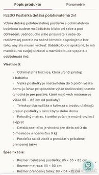 Polohovateľná prenosná postieľka