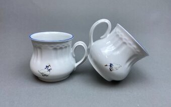 Hrnček s motívom husi s modrou linkou