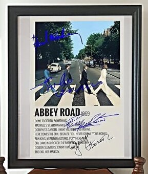 The BEATLES, plátno tisk, 30X40 cm, autogram