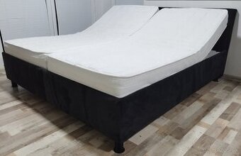 cierna manzelska polohovatelna postel Blanar, 180x200x56 cm
