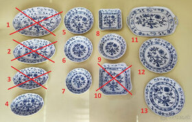 Originál cibuľový porcelán - Misy, podnos a tortový tanier