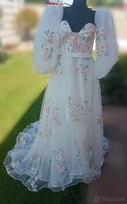 svadobné šaty 42 ružovo-biele
