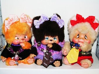 Mončičák mončičáci, monchhichi vzácná Nyamy koťata 3 druhy
