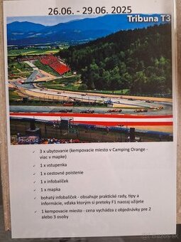 Vstupenka F1 Redbull ring Spielberg T3 +ubytovanie