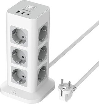 Predám TESSAN predlžovačku 12 zásuviek + USB/USB-C (3600 W)