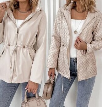 Nová obojstranná prechodná bunda bežová/smotana