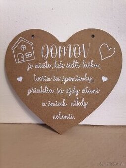 Handmade dekoračná tabuľka "Domov" hnedá