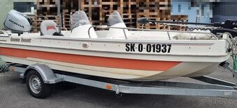 Rybárska loď 5,6m + HONDA BF 40/60E + brzdený príves