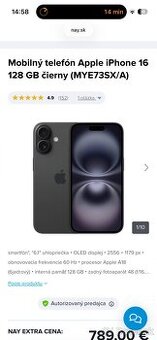 iPhone 16 128GB 100% batéria
