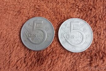 Predám obe varianty mince 5 kčs 1973, ČSSR