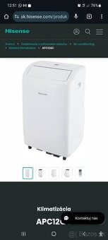 Predám mobilná klimatizácia hisense apc12