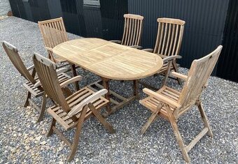TEAK - LACNO - Sedenie pre 6 osob s roztahovacim stolom