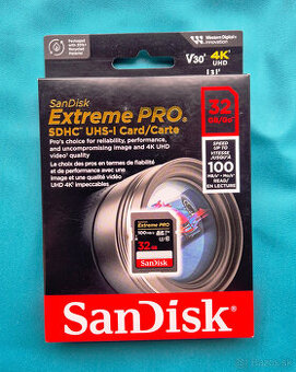 Neorzbalená SanDisk SDHC 32GB Extreme PRO 100/90MB/