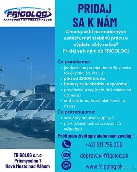 Hľadáme vodiča na rozvoz tovaru