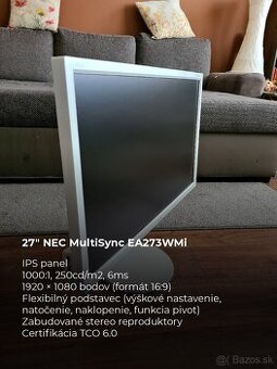 Predám monitor NEC MultiSync EA273WMi