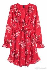 H&M Červené zavinovacie šaty s kvetinovým vzorom veľkosť 34 - 1