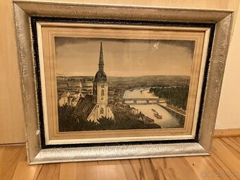 Obraz - Čenek Pražák - Bratislava - Dóm a Dunaj - 1