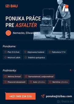 Ponuka práce Nemecko- Asflatér