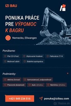 Ponuka práce Nemecko- Výpomoc k bagru