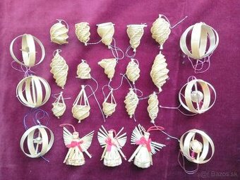 Vianočné  ozdoby na stromček zo slamy