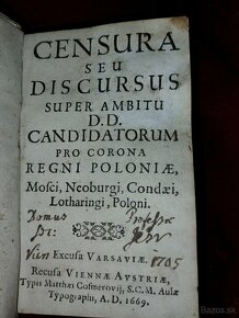 Stará kniha Kráľovstvo Poľské Viedeň 1669 Pergamentova vazba