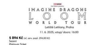 3 lístky na koncert Imagine Dragons 11.06.2025 v Prahe